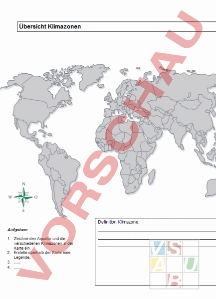 Arbeitsblatt Übersicht Klimazonen Geographie Anderes Thema