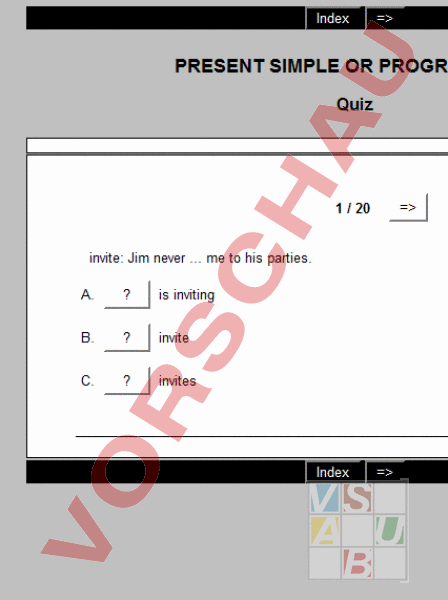 Arbeitsblatt Present Simple Or Progressive Quiz Englisch Grammatik