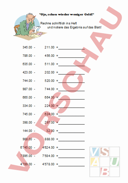 Arbeitsblatt Geld Mathematik Sachrechnen Gr Ssen