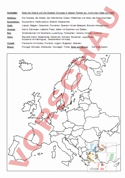 Arbeitsblatt Staaten Europas Geographie Europa