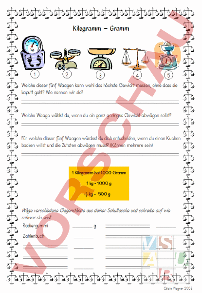 Arbeitsblatt Kilogramm Gramm Mathematik Sachrechnen Gr Ssen