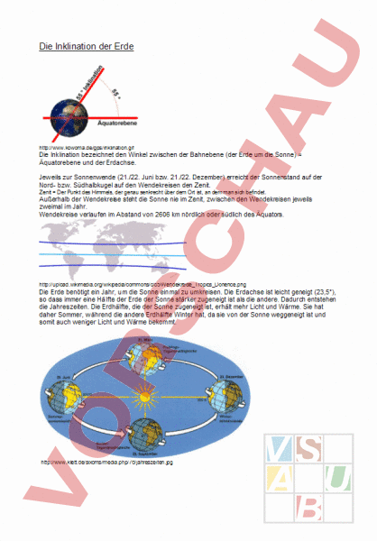 Arbeitsblatt Theorieblatt Inklination Der Erde Geographie Anderes