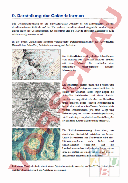 Arbeitsblatt Kartographie 9 Geländeformen Geographie