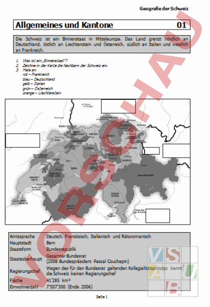 Arbeitsblatt Geografie Der Schweiz Geographie Schweiz