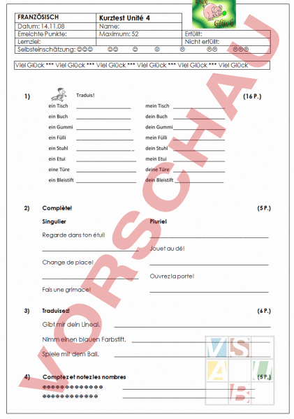 Arbeitsblatt Lernkotnrolle Unit Franz Sisch Grammatik