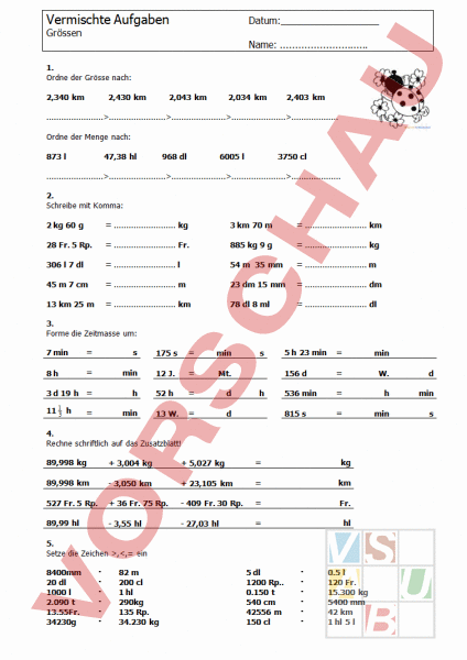 Arbeitsblatt Masse Mathematik Sachrechnen Gr Ssen