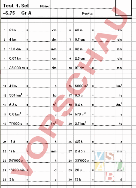 Arbeitsblatt Test Gr Ssen Umwandeln Mathematik Sachrechnen Gr Ssen
