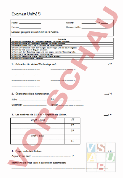 Arbeitsblatt Test Envol Unit Franz Sisch Grammatik