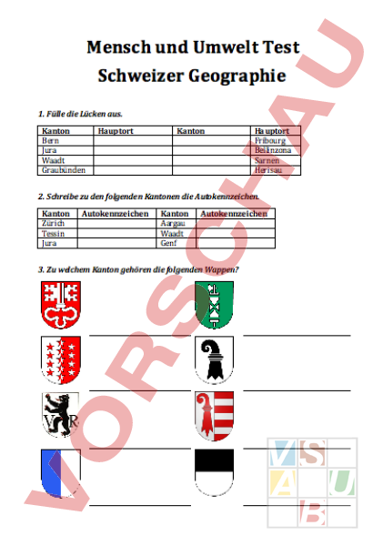 Arbeitsblatt Schweizer Geographie Test Geographie Schweiz