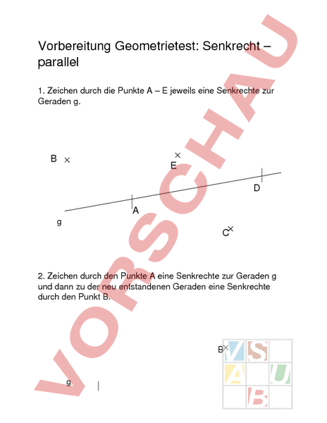 Arbeitsblatt Senkrechte Parallele Geometrie Gemischte Themen