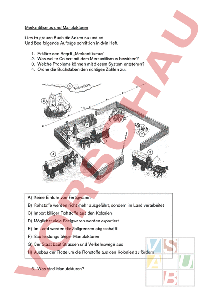 Arbeitsblatt Merkantilismus Geschichte Neuzeit