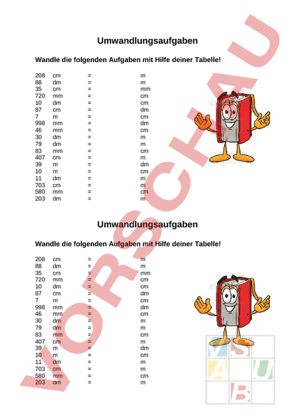 Arbeitsblatt L Ngenmass Umwandeln Mathematik Sachrechnen Gr Ssen