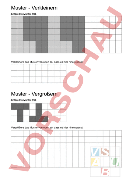 Arbeitsblatt Muster Verkleinern Vergr Ern Geometrie Gemischte