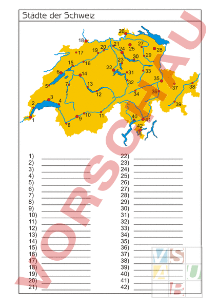 Arbeitsblatt St Dte Der Ch Geographie Schweiz