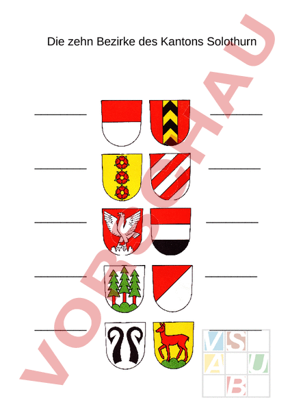 Arbeitsblatt Bezirkswappen Kanton Solothurn Geschichte Anderes Thema