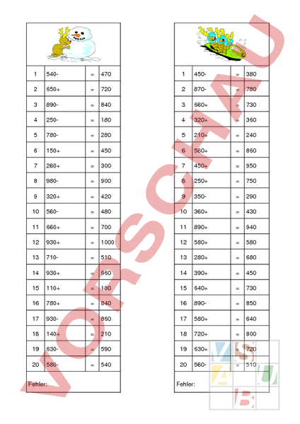 Arbeitsblatt Ergänzen im Tausender Mathematik Addition