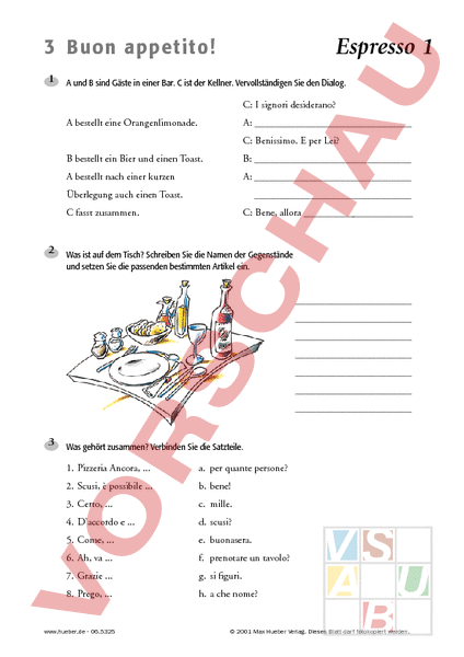 Arbeitsblatt Italienisch Espresso Lektion Und Italienisch
