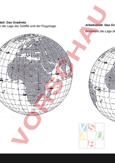 Arbeitsblatt Gradnetz Geographie Kartographie Gradnetz