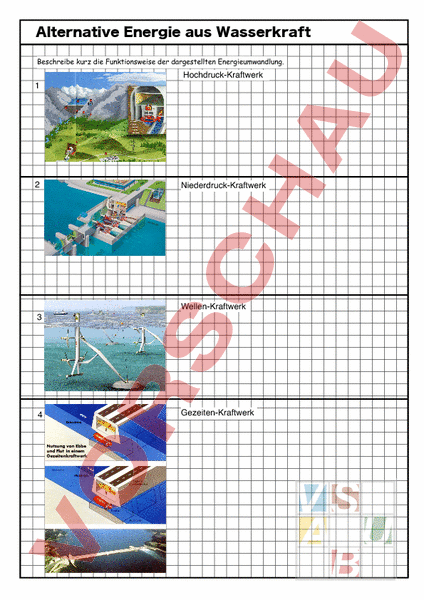 Arbeitsblatt Ab Energie Aus Wasserkraft Physik Anderes Thema
