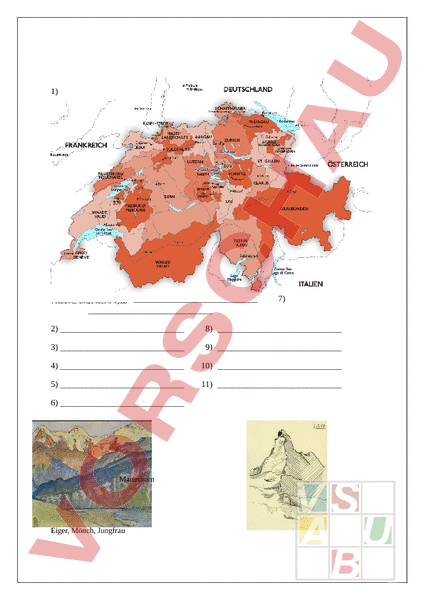 Arbeitsblatt Berge Der Schweiz Geographie Schweiz