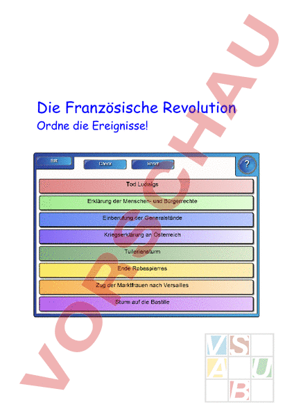 Arbeitsblatt Französische Revolution Geschichte Neuzeit