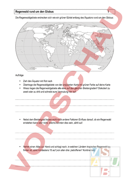 Arbeitsblatt Regenwald Geographie Anderes Thema