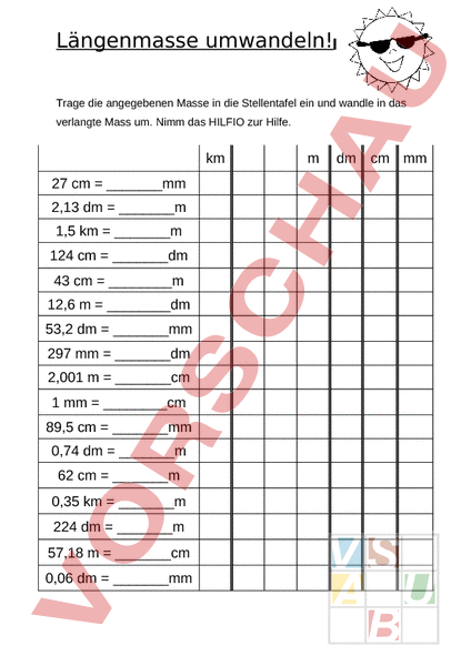 Arbeitsblatt L Ngenmasse Umwandeln Mathematik Sachrechnen Gr Ssen