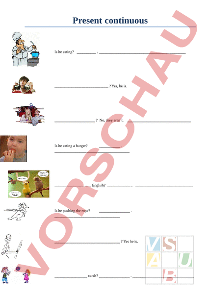 Arbeitsblatt Present Continuous Bungsblatt Mit Bildern Englisch