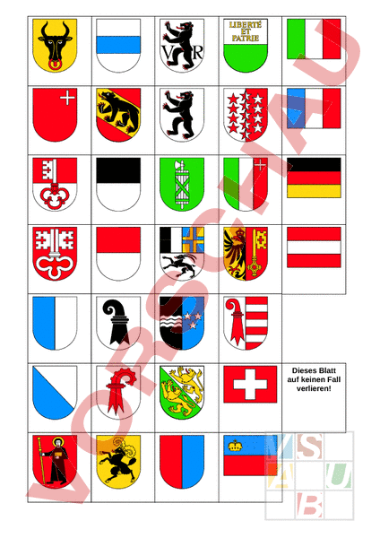 Arbeitsblatt Wappen Ch Geographie Schweiz