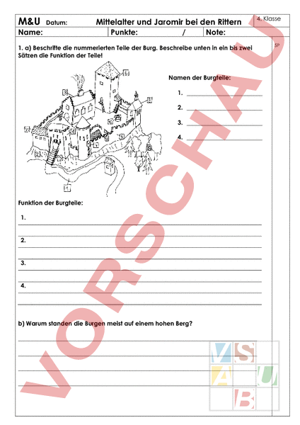 Arbeitsblatt Lernzielkontrolle Mittelalter Zu Jaromir Bei Den Rittern
