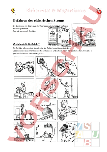 Arbeitsblatt Elektrizität Sicherheit Physik Elektrizität