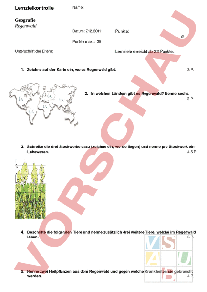 Arbeitsblatt Regenwald Lzk Geographie Gemischte Themen