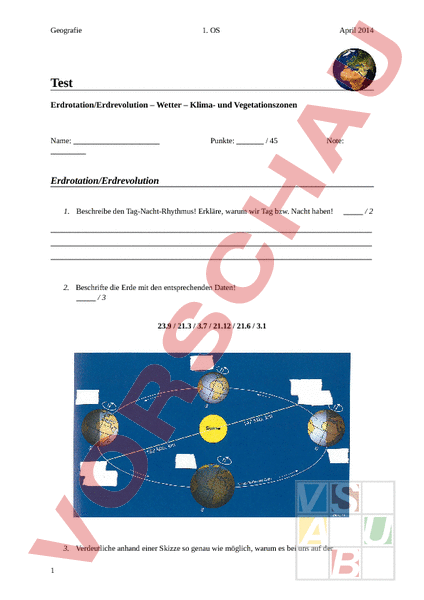 Arbeitsblatt Geografie Test Wetter Klimazonen Klimafaktoren