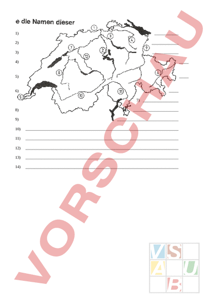 Arbeitsblatt Bezeichne Flüsse Geographie Schweiz