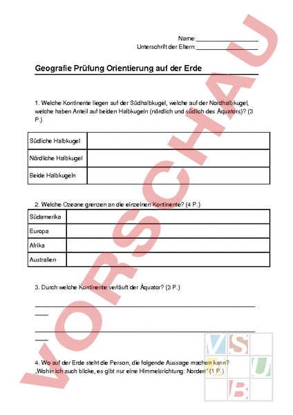 Arbeitsblatt Geografie Pr Fung Bersicht Erde Geographie Gemischte