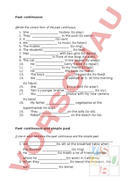 Arbeitsblatt Past Continuous Englisch Grammatik