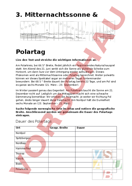Polartag Und Polarnacht Arbeitsblatt Arbeitsblatt: Mitternachtssonne & Polarnacht - Geographie - Europa