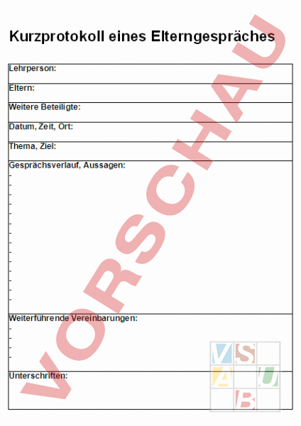 Unterrichtsmaterialch Administration Methodik Elternzusammenarbeit Kurzprotokoll 6712