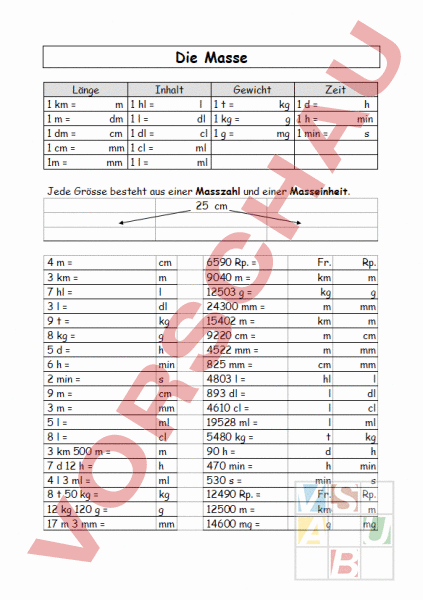 Arbeitsblatt Tabelle Grossen Mathematik Sachrechnen Grossen