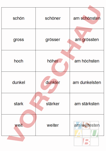 Arbeitsblatt: Adjektive Steigern - Deutsch - Grammatik