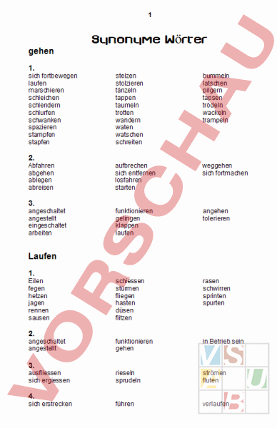 Arbeitsblatt Synonyme Wörter Deutsch Wortschatz 7383