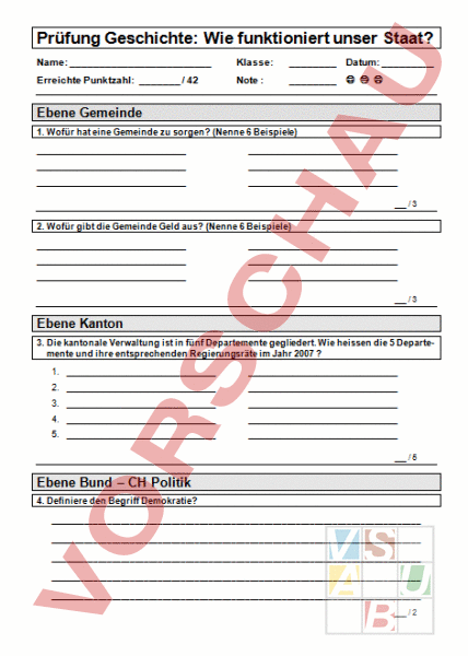 Arbeitsblatt: Wie Funktioniert Unser Staat? - Geschichte - Politik