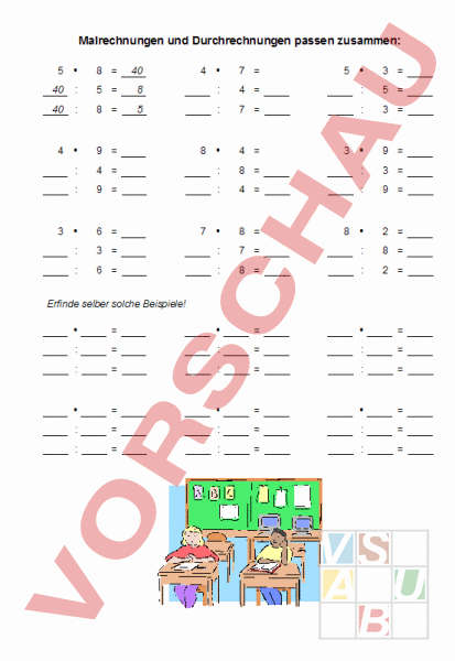 Arbeitsblatt: Multiplikation und Division - Mathematik - Gemischte Themen