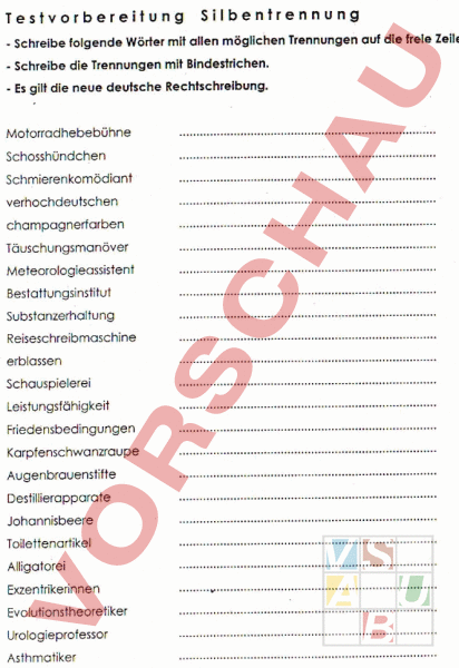 Arbeitsblatt: Silbentrennung - Deutsch - Grammatik