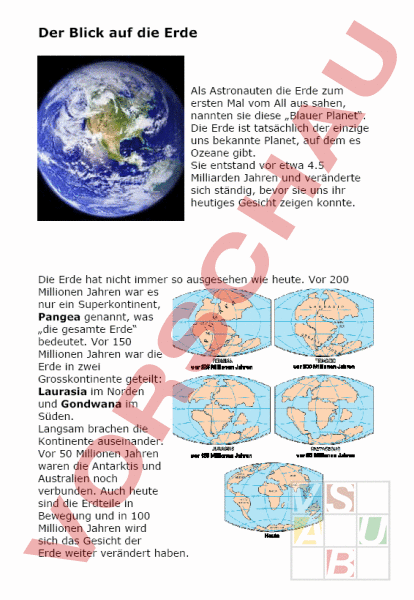 Arbeitsblatt: Der Blick auf die Erde - Geographie ...