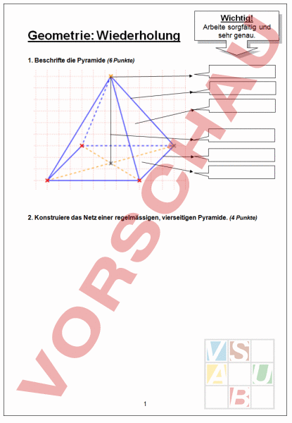 Arbeitsblatt Pyramideparallelemittelsenkrechte Geometrie Körper