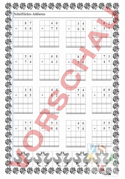 Arbeitsblatt: Schriftliches Addieren - Mathematik - Addition