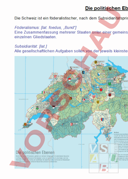 Arbeitsblatt: Staatsaufbau CH - Geschichte - Politik