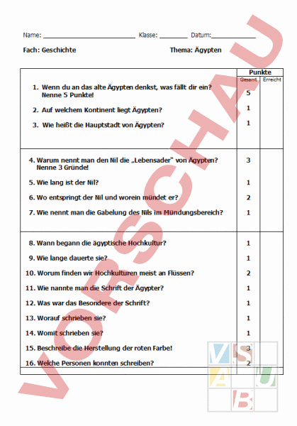 Arbeitsblatt Agypten Geschichte Altertum