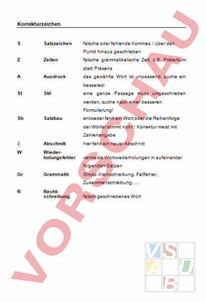 Arbeitsblatt: Korrekturzeichen - Deutsch - Anderes Thema